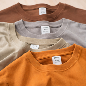 เสื้อยืดผู้ชายผ้าฝ้ายหนา 240gsm ทรงโอเวอร์ไซส์ ไหล่ตก คอกลม ทรงบ็อกซี่ สีพื้น - Product Image 1