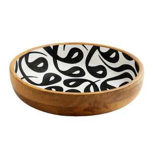 Bol de service décoratif en bois de manguier, vaisselle de table Ramadan en bois émaillé imprimé - Product Image 3