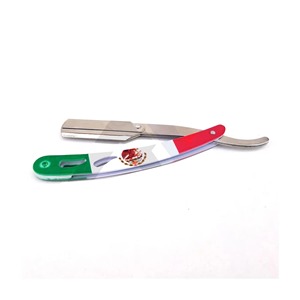 Mexican Flag Handle Barber <b>Straight</b> Razor Cut Throat Swing Lock Shavette Professional Salon Wet Shaving Tool Custom Branding - Product Image 1