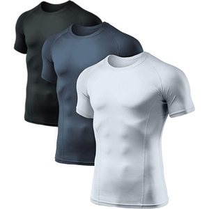 <b>Mens</b> Athletic Compression <b>Shirt</b> 230 GSM Polyester Spandex <b>Stretch</b> Gym Training Quick Dry Performance Knitted Polyester Slim Fit - Product Image 1