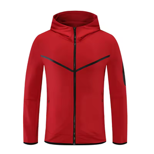 Survêtement à capuche pour homme avec pantalon noir, séchage rapide, sportif, fermeture éclair intégrale, couleur unie, pour l'automne - Product Image 6