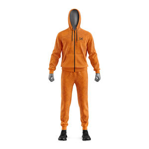 Ensemble de survêtement sportif 2-en-1 personnalisé pour homme avec capuche et fermeture éclair, pantalon de jogging en polyester/coton extensible dans les quatre sens, écologique et respirant - Product Image 1