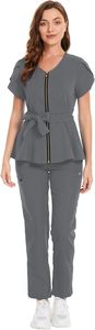 Tenue d'infirmière médicale d'hôpital à manches courtes en mélange coton-polyester, col en V, pour femme, best-seller - Product Image 2