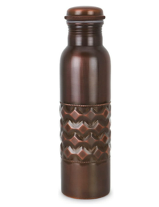 Bouteille d'eau en cuivre brun antique, motif vague en relief, gourde métallique, finition vintage, logo personnalisé, fabricant OEM - Product Image 2