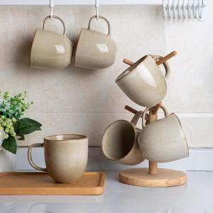 Elegante Taza de Café de Cerámica con Platillo, Acabado Mate Suave, Agarre Cómodo, Diseño que Retiene el Calor, para Servir al Estilo Cafetería - Product Image 3