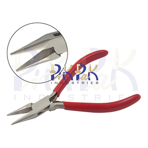 Pince à bec de 130 mm en acier inoxydable, mâchoires dentelées, poignées en PVC à ressort, pour la fabrication de bijoux, l'artisanat DIY, le sertissage de circlips, la pêche - Product Image 1