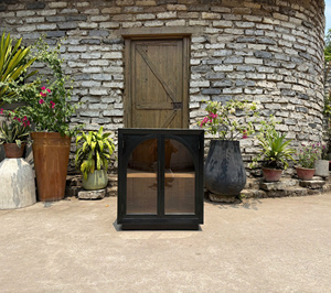 Vintage Luxury Pine Wood Glass Door <b>Cabinet</b> two door Durable Storage for Living Room Oak Pine Walnut. - Product Image 5