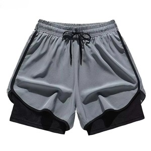 Pantalones Cortos Deportivos de Cintura Alta para Hombre, Color Sólido, Cordón Ajustable, Secado Rápido, Spandex, Poliéster, Franja Lateral Negra, Longitud Corta, OEM, ODM - Product Image 5
