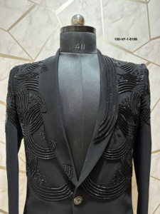 Blazer Onyx Black TR Lachko Neo Jodhpuri con diseño circular Eclipse, capas superpuestas y abalorios en forma de arco concéntrico - Product Image 4