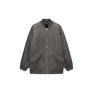 แจ็คเก็ตบอมเบอร์ทรงยาวแบบมีซิปเต็มตัวสำหรับผู้หญิง ไซส์พลัส ทันสมัย ระบายอากาศได้ดี แห้งเร็ว เป็นมิตรกับสิ่งแวดล้อม เหมาะสำหรับฤดูร้อนและฤดูหนาว สินค้ามาใหม่ - Product Image 1