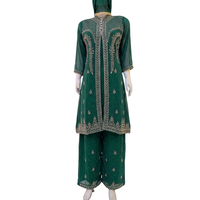 Ensemble de robe pour femme FAMUCAAS, blanc, en georgette, Salwar/Plazo/Sharara Kameez, broderie à la main, ethnique indien pakistanais, pour fête, séchage rapide, tout-en-un
