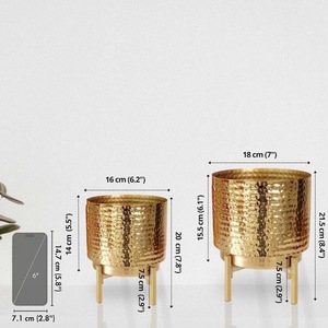 Durable Eco-Friendly Brass Metal Hammered Modern Customized Flower <b>Pot</b> Planter Vase Plant <b>Stand</b> ILAHI's ICOMP-13344 1kg Not - Product Image 2
