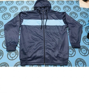 Men's <b>Navy</b> Blue Hooded Zip-Up <b>Sweatshirt</b> Regular Fit Solid Color Casual Windproof Satin Jacket Autumn Wear - Product Image 6