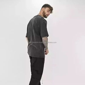 Diseño personalizado su propio logotipo personalizado hombres lavado ácido oversize camiseta Pakistán fabricante nueva llegada hombres camiseta - Product Image 4