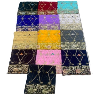 Hiyab Étnico Indio de Chifón con Estampado Floral Digital y Bordado, Pañuelo Tradicional para Cubrir la Cabeza de Mujer, Multicolor - Product Image 1