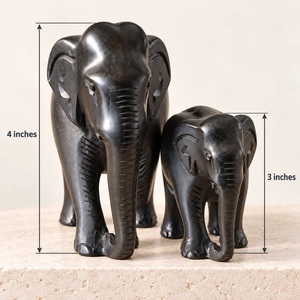Paire d'éléphants Karungali, figurines d'éléphants artisanales, ensemble de statues décoratives pour la décoration de la maison, du bureau ou de la table, cadeau - Product Image 2