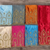 Tissu en satin de soie Gorgura somalien de qualité supérieure, tendance, tissé à la main, motif floral Dobby, orné de strass, pour robe