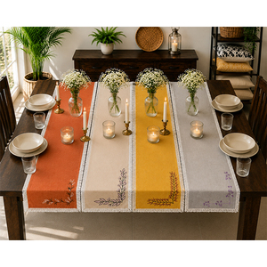 Cotton Embroidered <b>Table</b> <b>Runner</b> | Decorative Lace Edge Dining <b>Table</b> <b>Runner</b> - Product Image 5