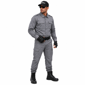 Ensemble uniforme de sécurité personnalisé : chemise à manches longues et pantalon cargo, couleur unie, vêtements de travail pour hommes, toutes saisons - Product Image 2