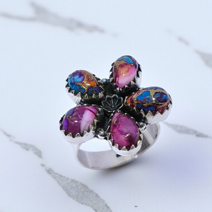 Bagues fines en argent sterling 925 avec turquoise huître rose, prix de gros, bijoux de luxe en pierres précieuses en gros, marquage de bijoux - Product Image 2