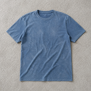 T-shirt imprimé décontracté Y2K pour homme, style streetwear, vintage, bleu clair délavé, pur coton, premium, coupe oversize, manches courtes - Product Image 1