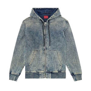 Sweat-shirt d'hiver décontracté pour homme, coupe oversize, à épaules tombantes, en denim, doublé, écologique, respirant, léger, avec poches - Product Image 3