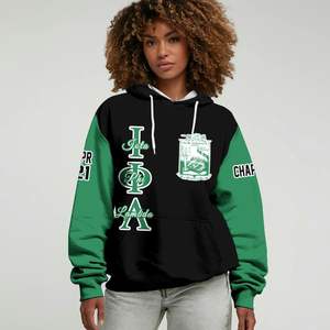 Iota Phi Lambda Sorority Hoodie <b>Black</b> Emerald Green Custom Chapter 1929 Pullover Sweatshirt <b>Women</b> <b>Fleece</b> Greek Letter Hoodie - Product Image 1