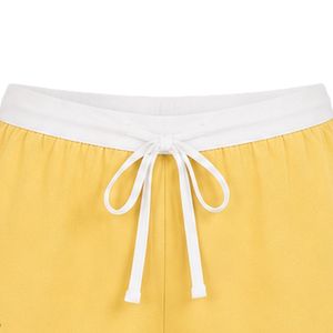 Yellow Women <b>Two</b> <b>Piece</b> Shorts <b>Set</b> Square Neck Button Crop Top Floral Embroidery Casual Summer Cotton <b>Lounge</b> Wear Custom Outfit - Product Image 5