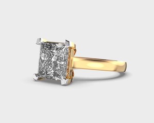Anillo de Compromiso con Diamante Cultivado en Laboratorio, Corte Princesa, Color F, Claridad VS1, 1.00 Quilates, Certificado IGI, Oro Amarillo de 14k, Regalo para Mujer - Product Image 3
