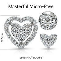 Pendientes de Oro Sólido de 18K de Lujo 2 en 1 con Corazón y Diamante Natural, Halo Extraíble, Estilo Bonito, Certificado IGI, para Boda y Compromiso