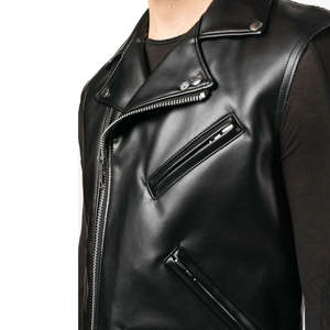 High Quality <b>Men</b> Genuine <b>Leather</b> Vest Biker Motorcycle Fashion <b>Waistcoat</b> Custom Made Breathable Windproof - Product Image 6