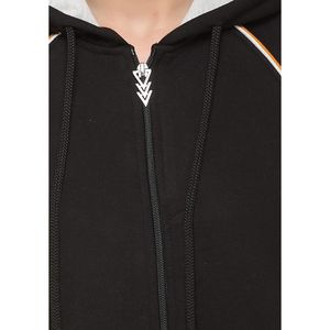 Women's Black Hooded <b>Tracksuit</b> Set Full Sleeve Zipper Front Solid Color Casual Wear with Side Pockets Autumn Season - Product Image 6