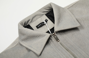 Blouson Bomber Plissé Personnalisé pour Homme avec Fermeture Éclair, Col Rabattable, Capuche, Coupe-Vent, Manches Classiques, en Cuir, Style Hiver Streetwear - Product Image 5