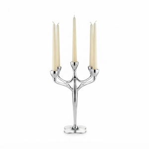 Factory Direct Suppliers Modern 5 Arm Candelabra <b>Silver</b> Metal <b>Candlestick</b> Stand Wedding Dinner Table Decor Centerpiece - Product Image 1