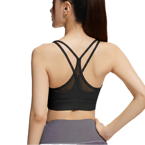 <b>Yellow</b> Cross-back Sports <b>Bra</b> Medium Support Workout Women's Fitness - Product Image 5