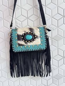 Bolso con flecos de piel de vaca auténtica, bolso con bandolera de piedra turquesa, bolso de nuevo diseño hecho a mano Vintage bohemio gitano, bolsos elegantes multiusos - Product Image 3