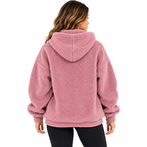 Custom Women Sherpa <b>Hoodie</b> <b>Teddy</b> Fleece Pullover <b>Oversized</b> Plush <b>Hoodie</b> Warm Winter Sweatshirt Custom Women's Fleece <b>Hoodie</b> - Product Image 5