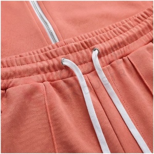 Ensemble de survêtement corail pour homme, manches longues, col montant, fermeture éclair sur le devant, couleur unie, respirant, coupe décontractée, pour l'automne - Product Image 5