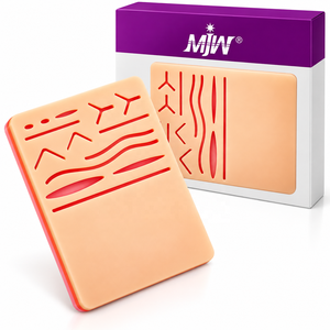 MJW Coussin d'entraînement à la suture chirurgicale en silicone à double face, 14 modèles de plaies + surface lisse, pour étudiants en médecine - Product Image 1