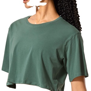 T-shirt à manches courtes en coton 100% tricoté décontracté pour femmes de haute qualité - Product Image 3