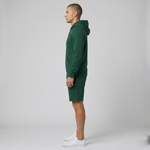 Men's 100% Cotton Sweat Shorts Men High Quality Heavyweight Fleece Winter Hoodie Mid Drawstring Waist Sweat Shorts Set - Product Image 3
