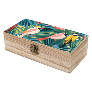 Caja de almacenamiento de madera ecológica con tapa grabada con láser, caja organizadora de joyas de recuerdo decorativa rectangular - Product Image 1