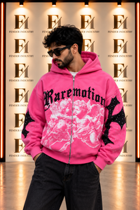 Sweat à capuche zippé personnalisé pour homme, imprimé DTF, style streetwear oversize, avec strass, en molleton épais - Product Image 3
