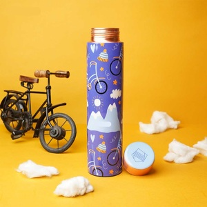Floral Pattern Eco Friendly <b>Copper</b> Enamel Bottle Handmade Kitchen Drinkware Double Wall <b>Screw</b>-On Cap Travel Mug Unisex Design - Product Image 6