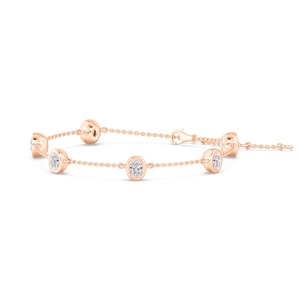 Bracelet de luxe en or rose 9 carats avec diamants de laboratoire taille ovale 0,95 CTW - Product Image 2