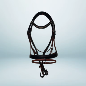 Bridon de cheval en cuir de qualité supérieure avec frontale en cristal et rênes |   Harnais d'équitation durable et confortable pour l'entraînement I.S - Product Image 3