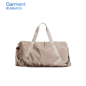 Elegant Taupe Travel Duffle Bag Large Capacity Waterproof Nylon Weekender with Bottom Shoe Compartment and Shoulder Strap - Product Image 3