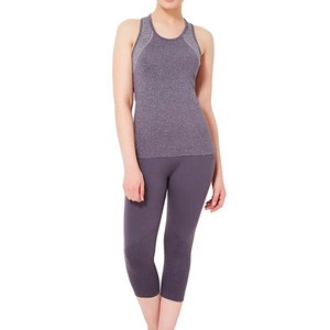 Women's Breathable Knitted Tank <b>Top</b> Solid Color Scoop Neck Sporty Style Gray Spandex Polyester Fit Workout Wear - Product Image 5