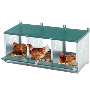 3 Compartment Galvanized Steel Nesting Boxes for Chickens Easy-to-Assemble Metal <b>Egg</b> <b>Storage</b> for Hens - Product Image 1