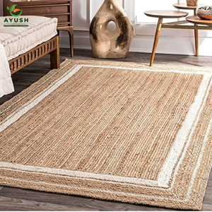 Tapis rectangulaires rustiques tressés à la main 120 cm x 180 cm en jute durable, personnalisables pour bureau et salle de jeux - Product Image 6